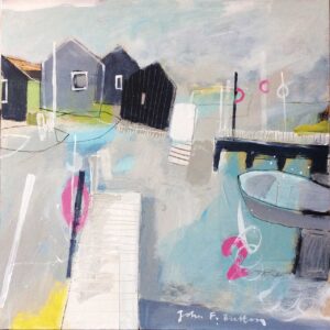 Coastal Collage.   Paintings by John Button. Mixed media on board.