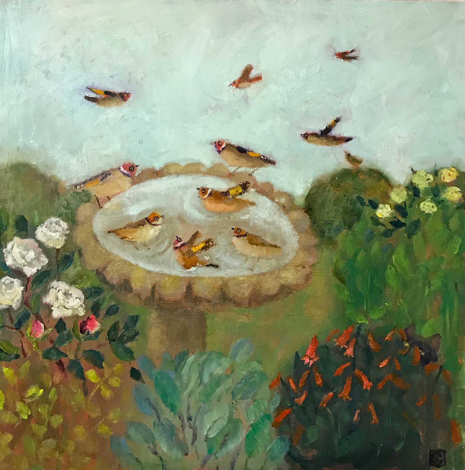 Sneaky Cat.   Paintings by Vanessa Cooper. Oil on board.