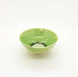 Petite Green Bowl With Impressed Pattern (139).   Ceramics by Peter Wills. Porcelain.