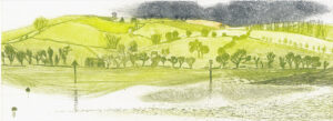Whitestone Over Longstream, River Dart.   Prints by Susan Deakin. Drypoint.