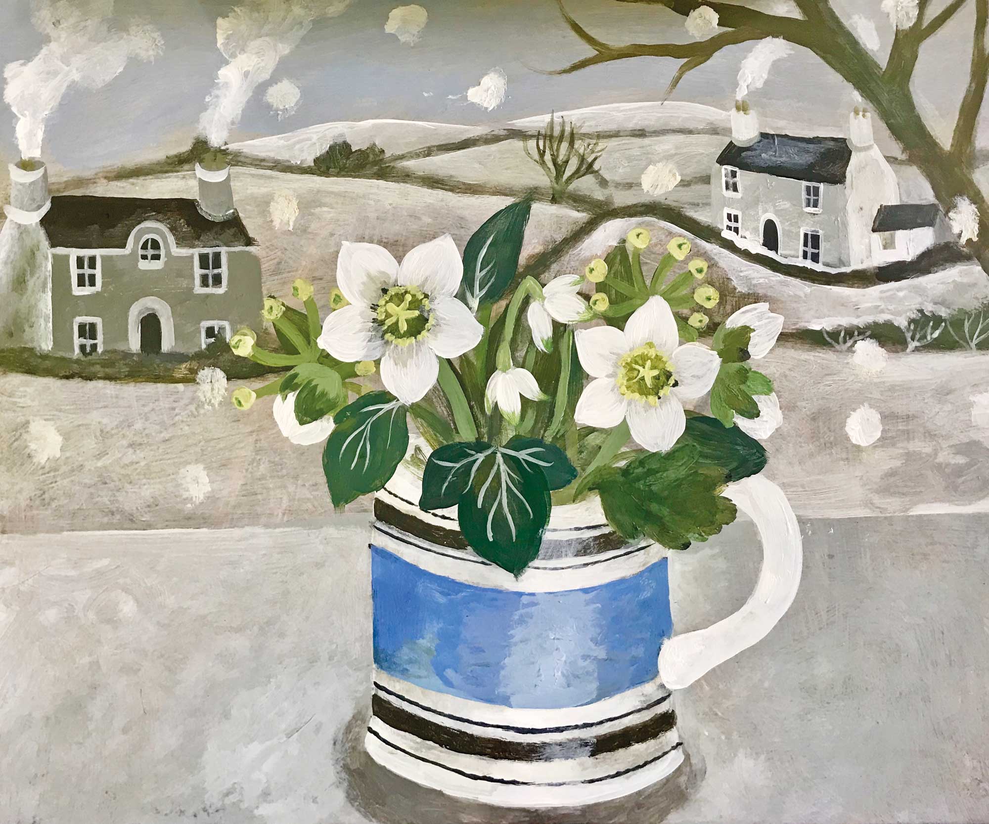 Hellebores & Snowdrops. Paintings by Sarah Bowman. Oil on board. Hellebores & Snowdrops. Paintings by Sarah Bowman. Oil on board.