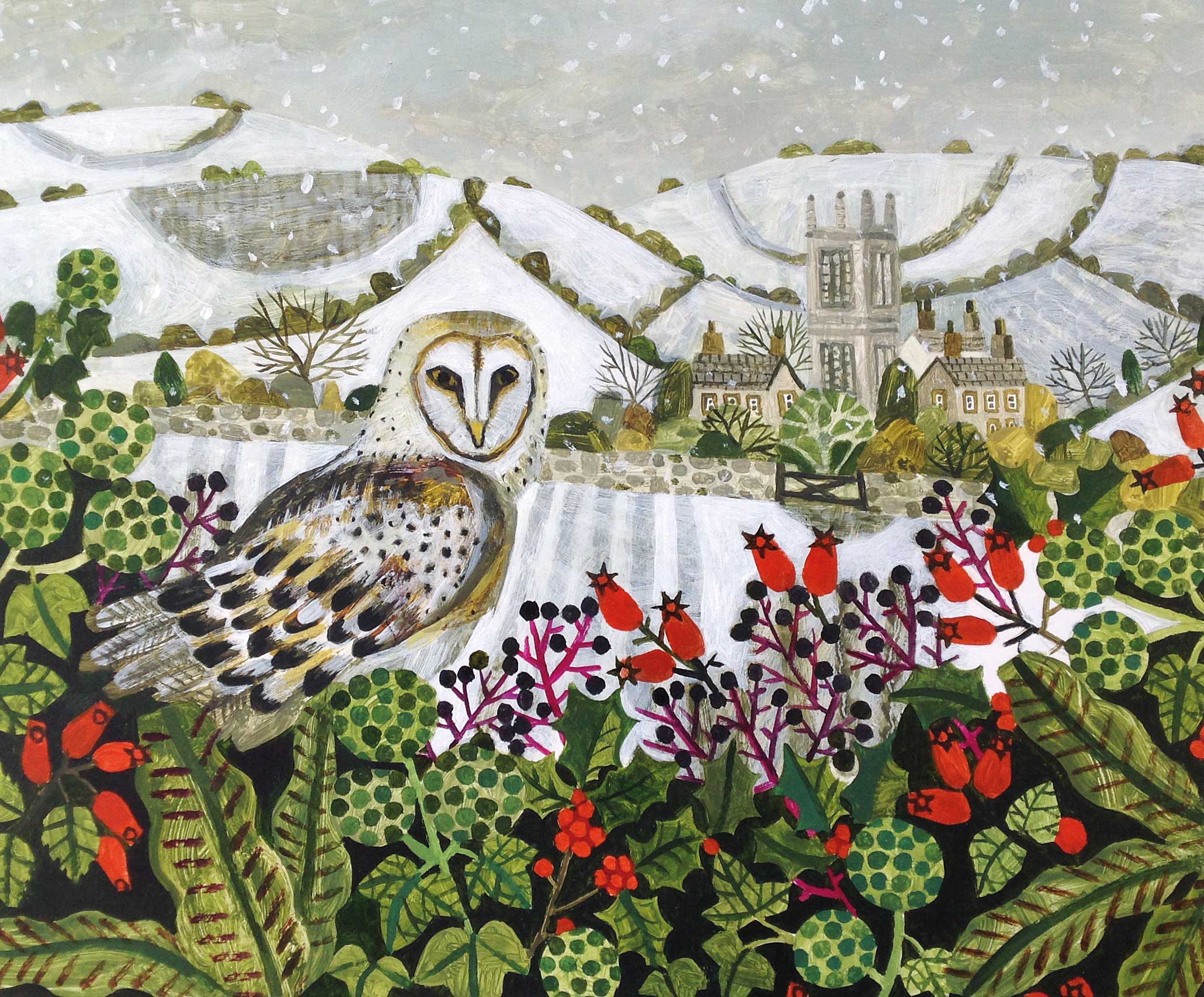 Winter Owl.   Paintings by Vanessa Bowman. Oil on board.