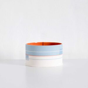 Small Shallow Vessel (Blue/orange) RF5.   Ceramics by Rachel Foxwell. Earthenware.