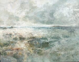 Cream Beach, Grey Islands.   Paintings by Ellen Watson. Mixed media on canvas.