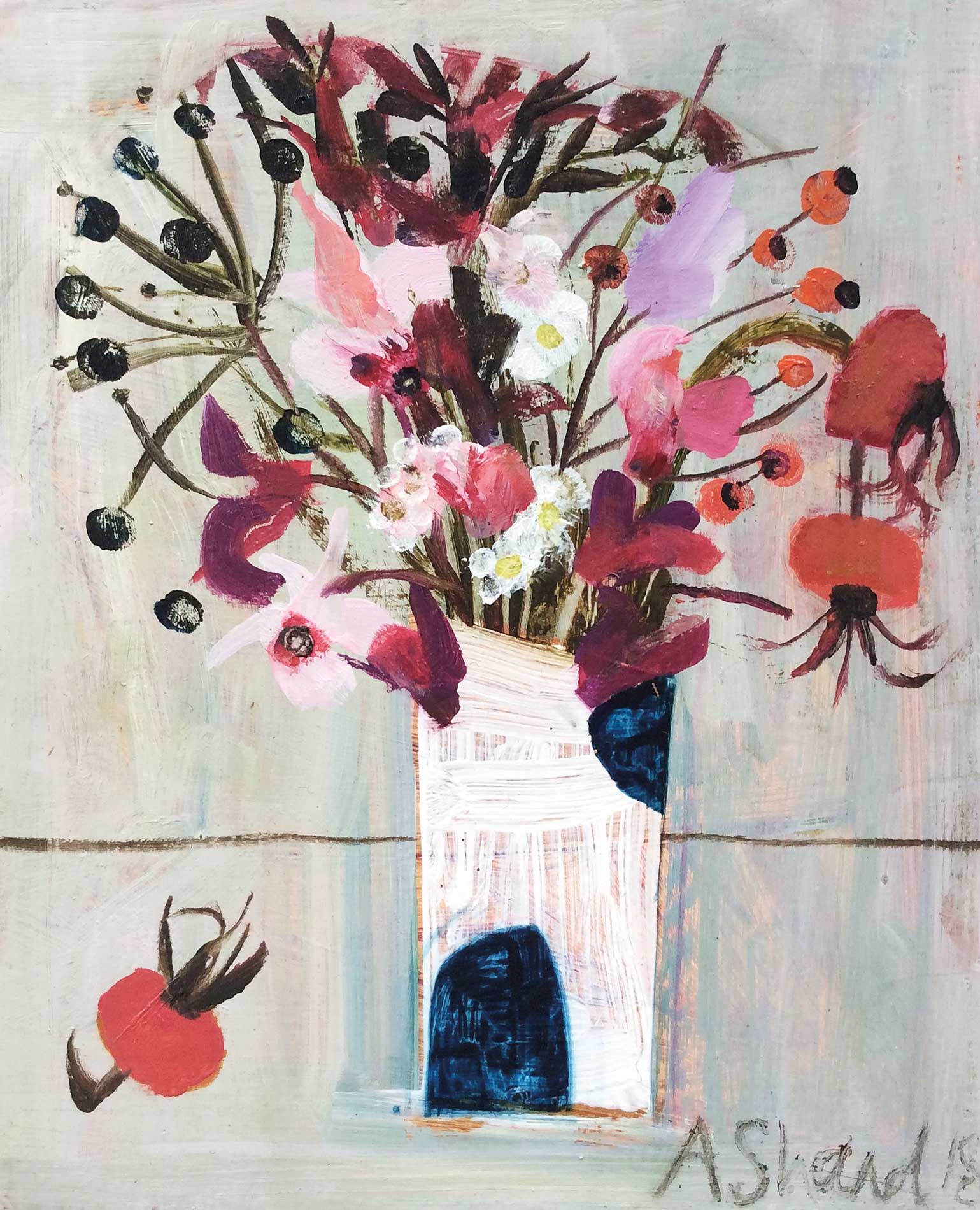 Winter Posy II.   Paintings by Arabella Shand. Oil on board.