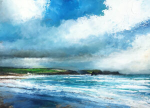 The Sea at Thurlestone.   Paintings by David Morgan. Oil on board.