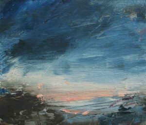 Dark Cloud & Pink Light.   Paintings by Louise Balaam. Oil on board.