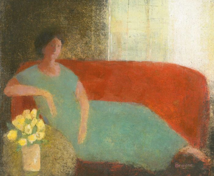 The Red Sofa.   Paintings by David Brayne. Acrylic & pigment on paper.
