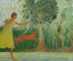 The Huntress.   Paintings by David Brayne. Acrylic & pigment on paper.