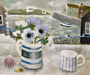 Anemones & Shells.   Paintings by Sarah Bowman. Oil on board.