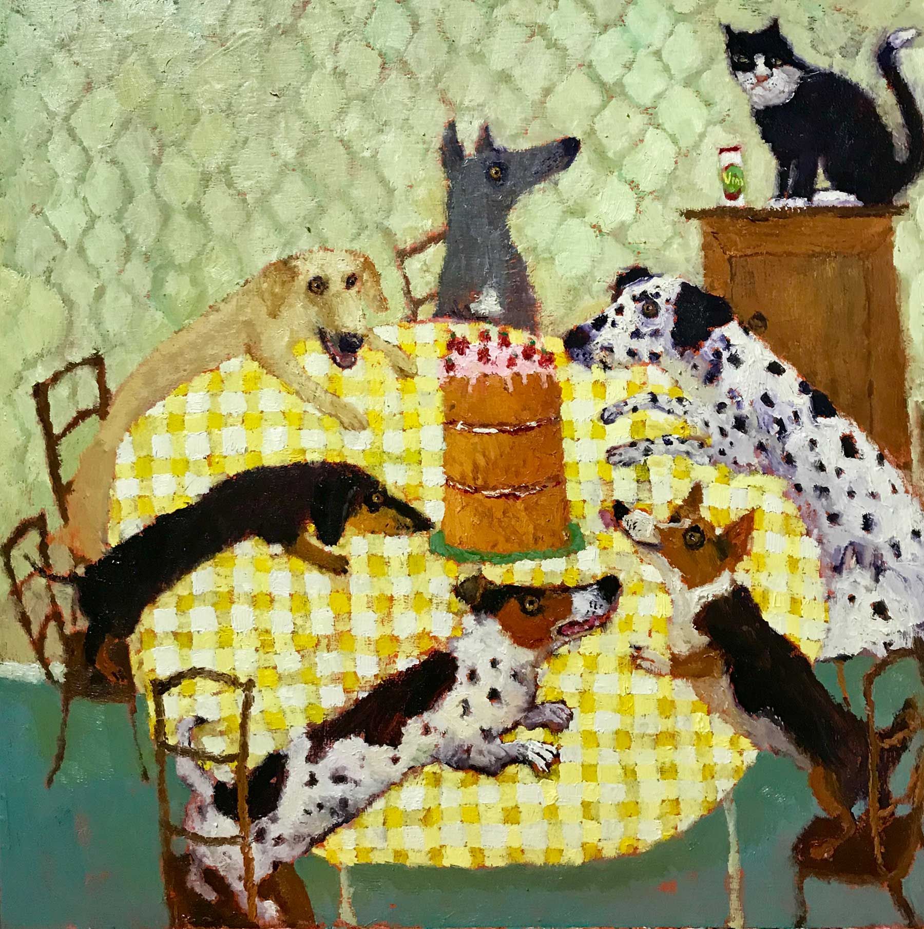 A Dish Served Cold.   Paintings by Vanessa Cooper. Oil on board.