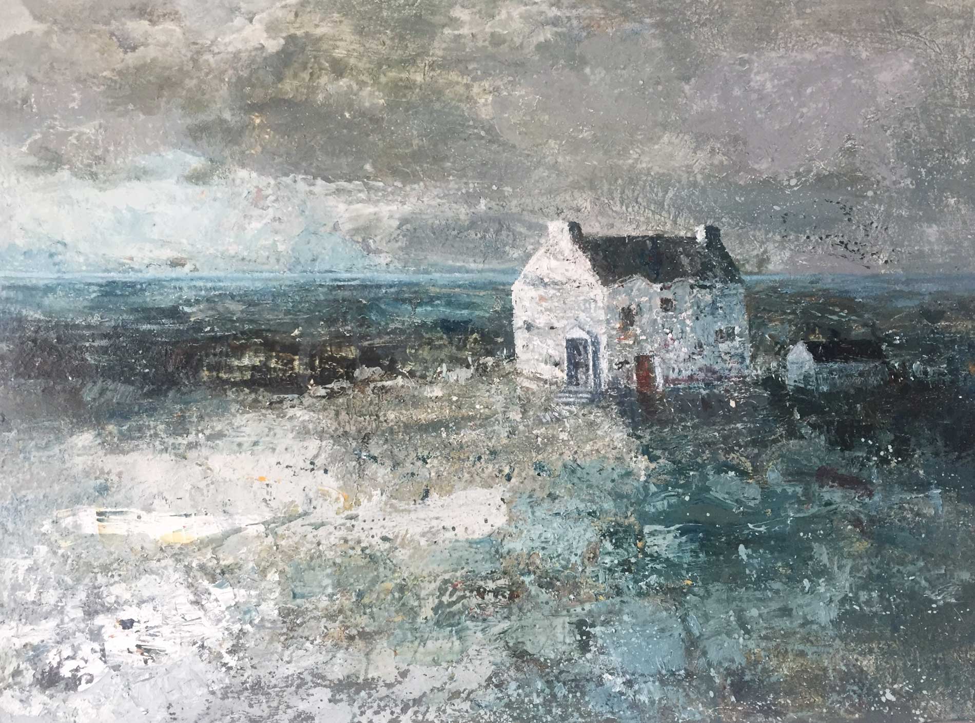 Beach House.   Paintings by Ellen Watson. Mixed media on canvas.