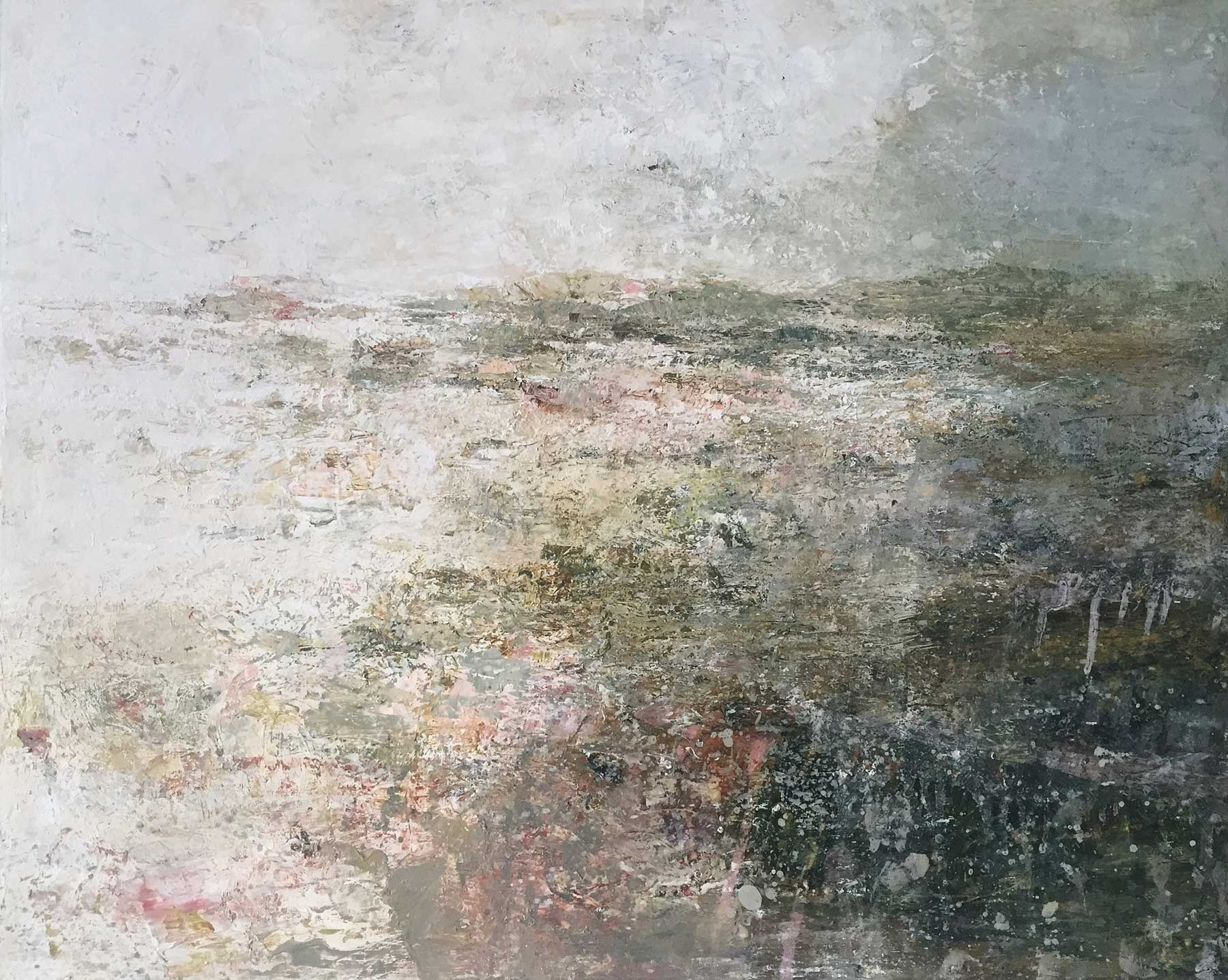 Raspberry Beach.   Paintings by Ellen Watson. Mixed media on canvas.