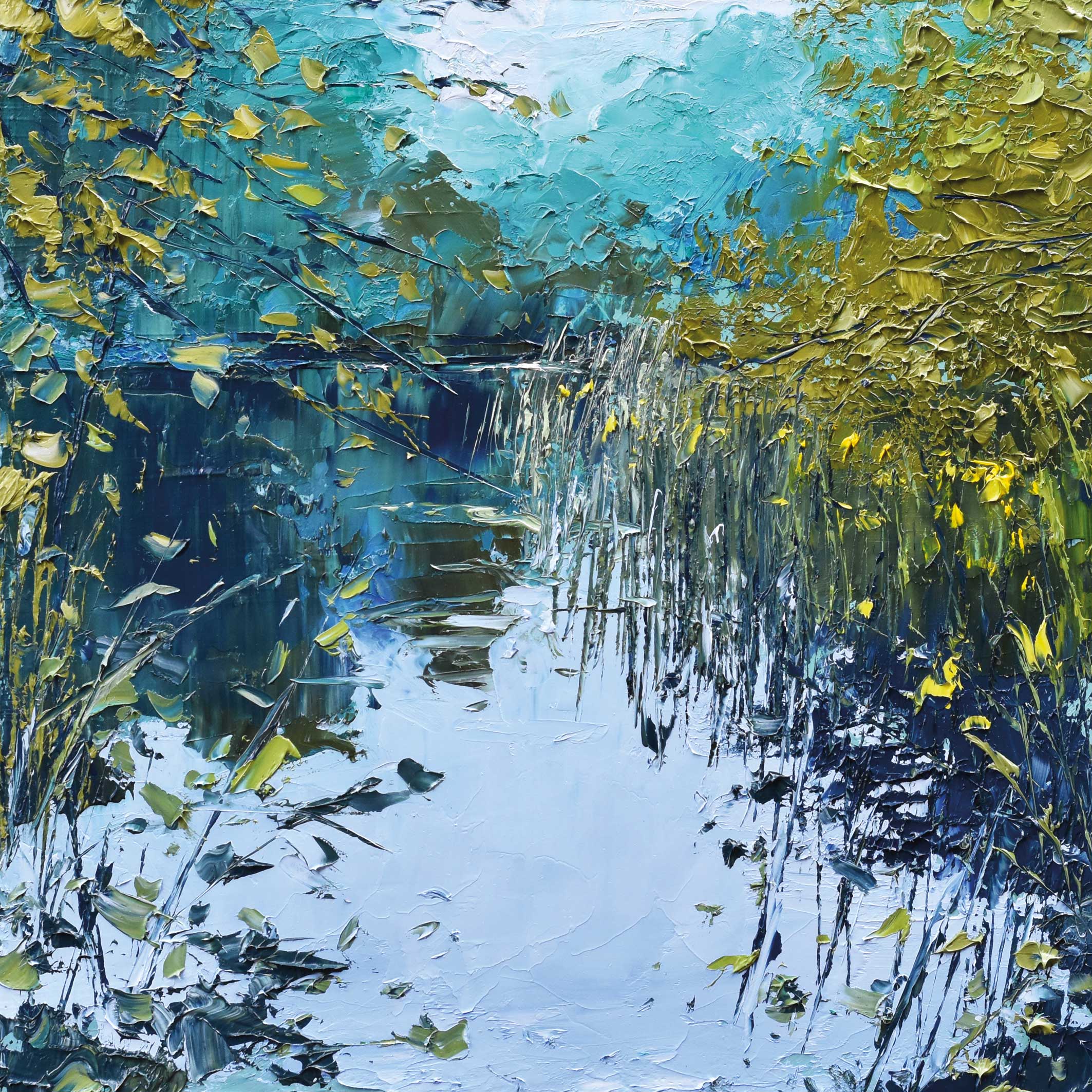 Pond Reflections (Flete Estate, Mothecombe).   Paintings by Colin Carruthers. Oil on canvas.