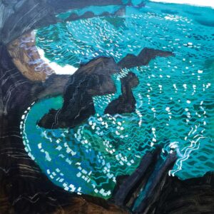 Hot Afternoon at the Cove.   Paintings by Mark Rochester. Acrylic on board.