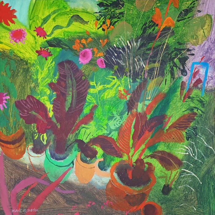 Late Summer in My Garden.   Paintings by Mark Rochester. Acrylic on board.