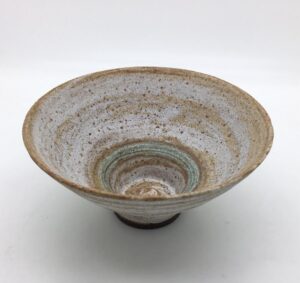 Stoneware bowl with turquoise (132).   Ceramics by Peter Wills. Stoneware.