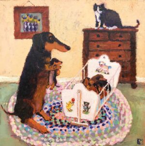 Cats Cradle.   Paintings by Vanessa Cooper. Oil on board.