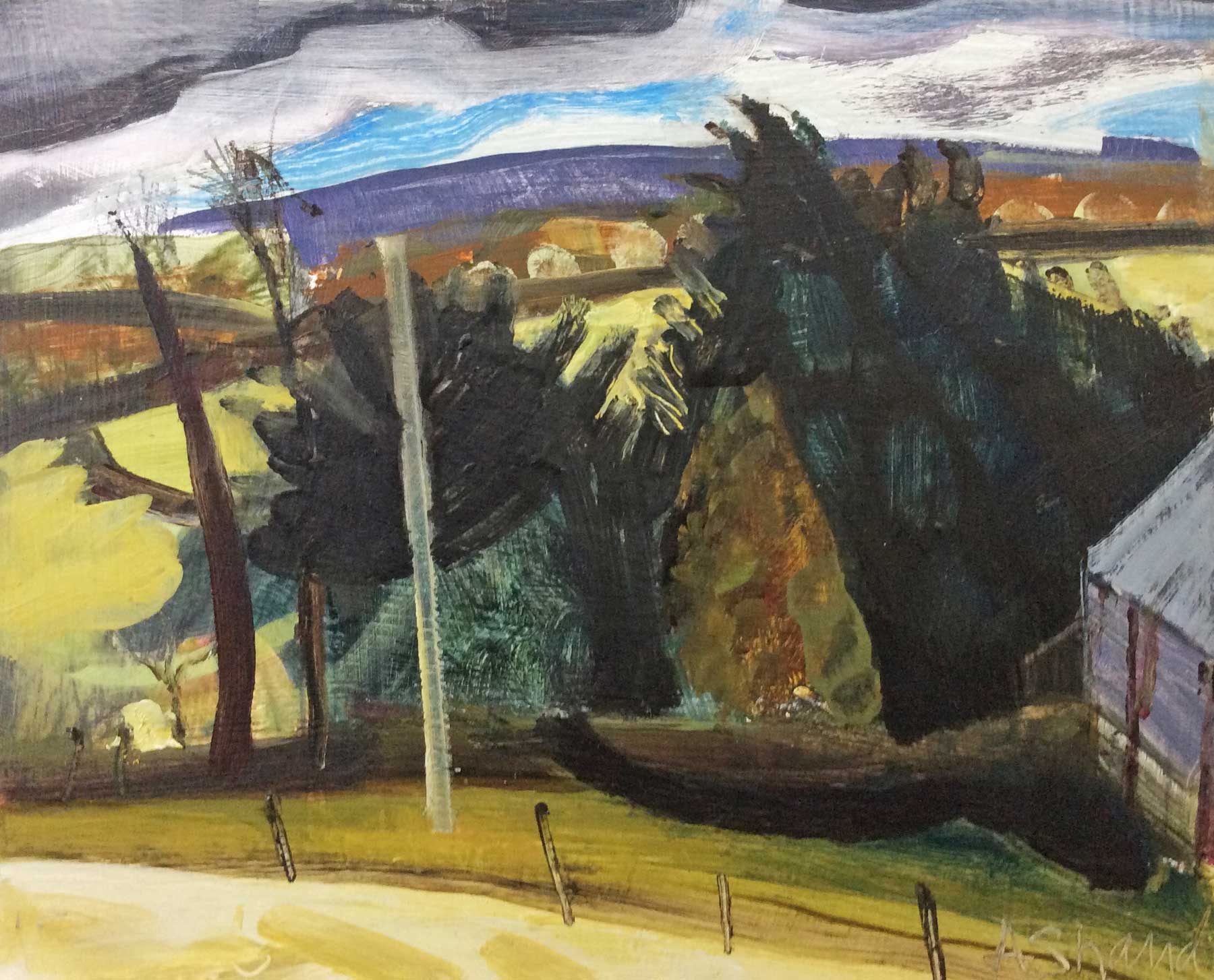 View to Mynydd Myddfai.   Paintings by Arabella Shand. Oil on board.