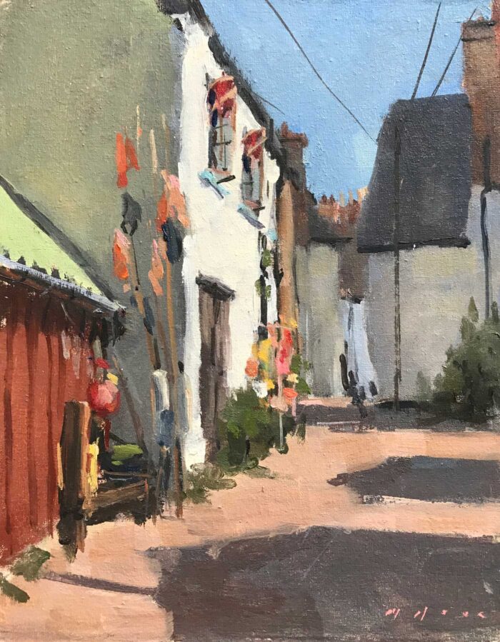 Teign Estuary Towards Dartmoor.   Paintings by Maria Rose. Oil on board.