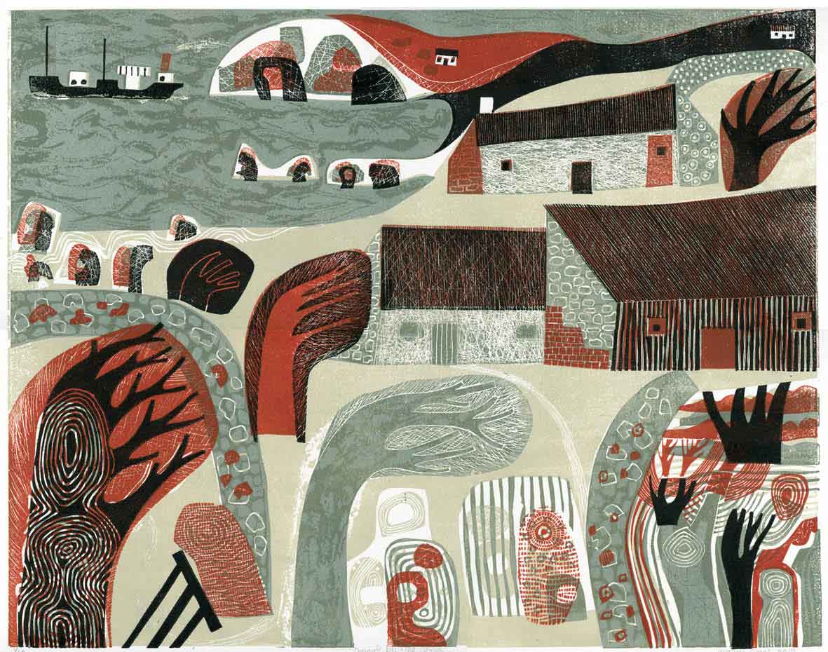 Leaving the Harbour. Seascape Prints by Melvyn Evans. Linocut. Leaving the Harbour. Seascape Prints by Melvyn Evans. Linocut.