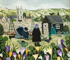Spring Garden.   Paintings by Vanessa Bowman. Oil on card.