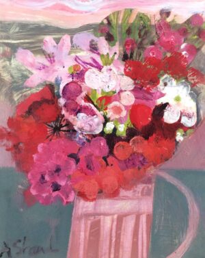Spring Flowers & Pelargoniums.   Paintings by Arabella Shand. Oil on board.
