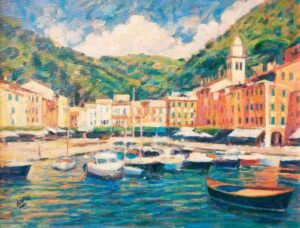 Portofino, Italy.   Paintings by Michael Bowman. Oil on board.