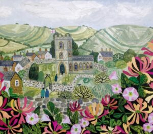 Abbotsbury & Honeysuckle.   Paintings by Vanessa Bowman. Oil on card.