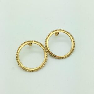 Large Lakshmi stud earrings.   Jewellery by Yume Martin. Gold plated silver.