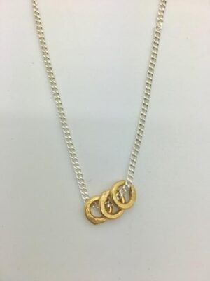Circles necklace.   Jewellery by Yume Martin. Silver & gold plated silver.