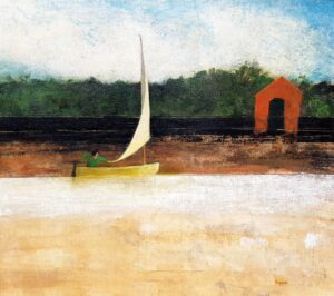 Red Boathouse.   Paintings by David Brayne. Acrylic and pigment.