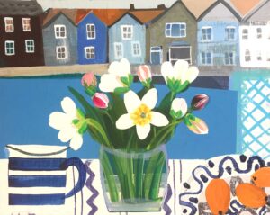 Dog Rose and Kumquats.   Paintings by Uncategorised. Acrylic on board.