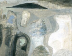 Blue Causeway.   Paintings by Melvyn Evans. oil & gesso on canvas board.