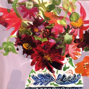 Last of the Dahlias.   Paintings by Arabella Shand. Acrylic on board.