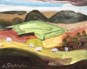 Last of the Dahlias II.   Paintings by Arabella Shand. Acrylic on board.