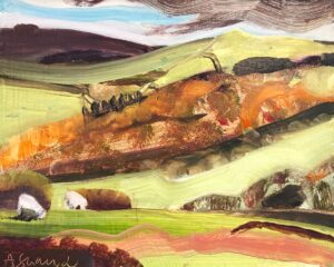 Last of the Dahlias II.   Paintings by Arabella Shand. Acrylic on board.