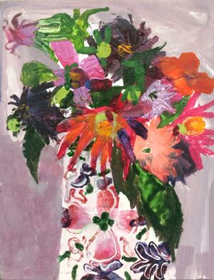 Last of the Dahlias II.   Paintings by Arabella Shand. Acrylic on board.