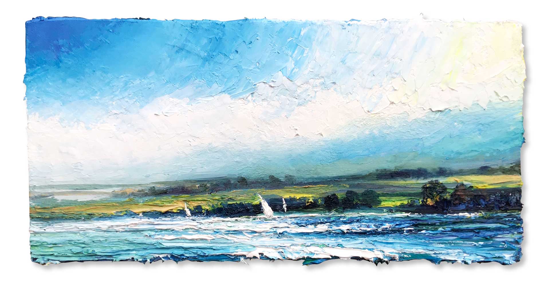 Windy Day Sailing.   Paintings by David Morgan. Oil on board.