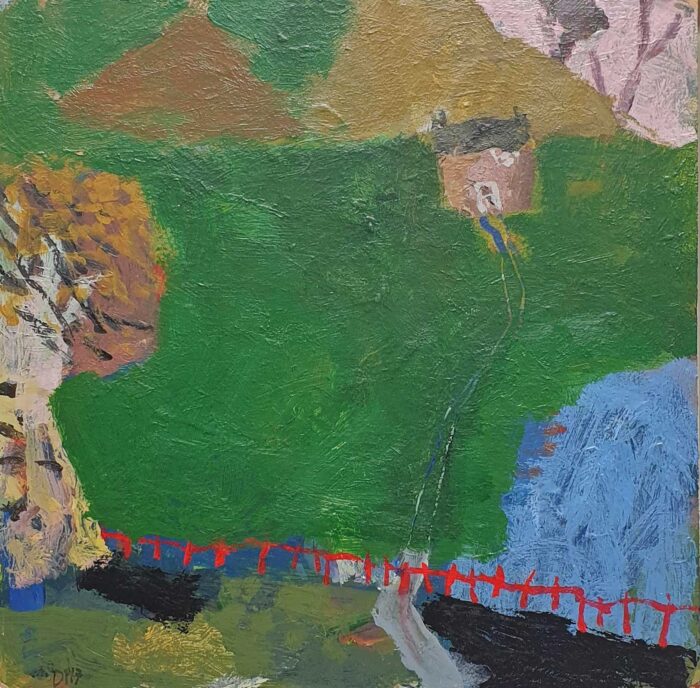 Moorland Cottage. Cornwall Landscape Paintings by David Pearce. Mixed media on board.