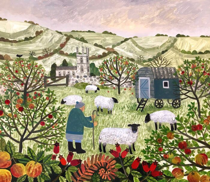 The Autumn Orchard.   Paintings by Vanessa Bowman. Oil on card.