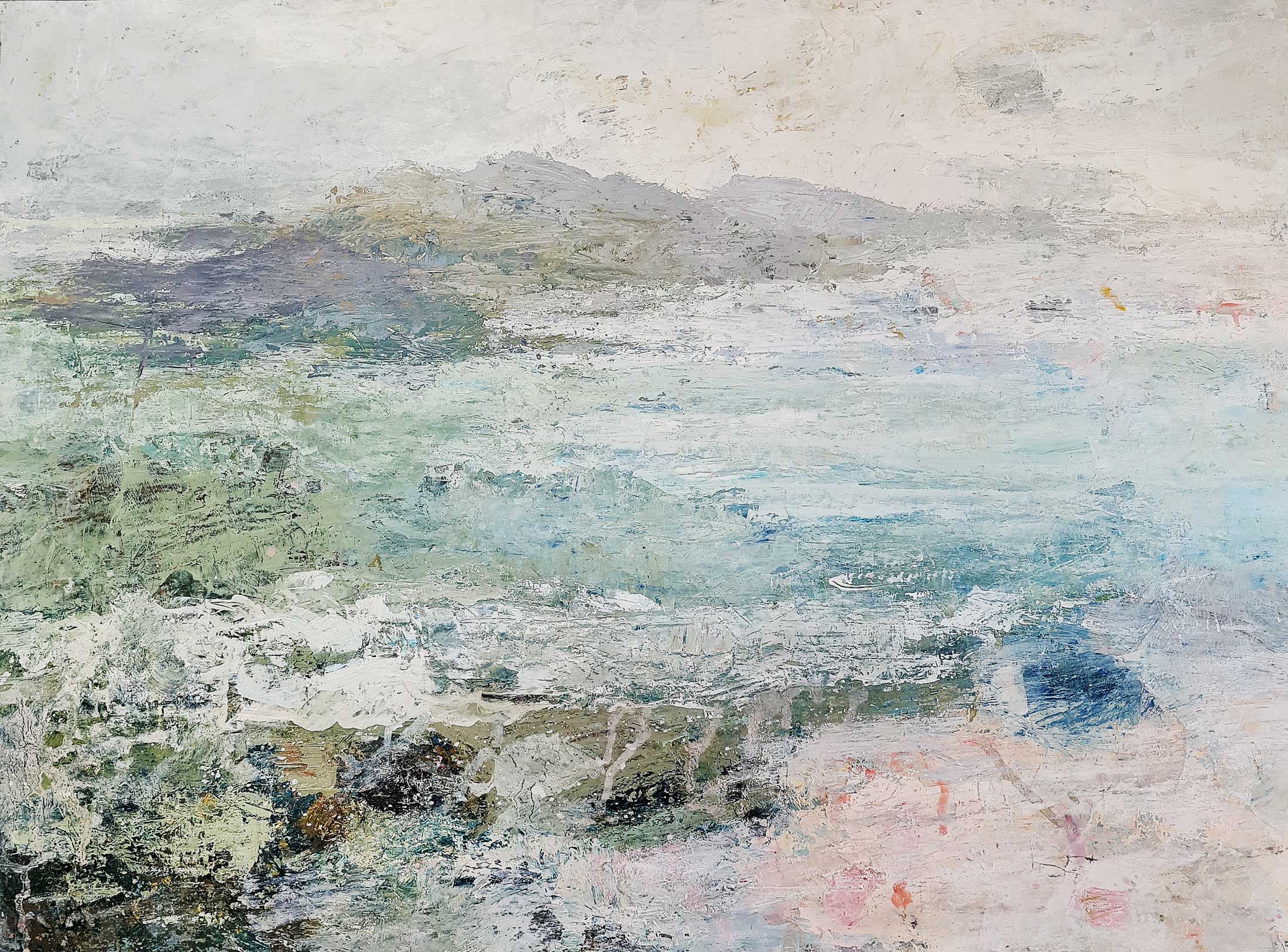 Pale Morning.   Paintings by Ellen Watson. Mixed media on paper.