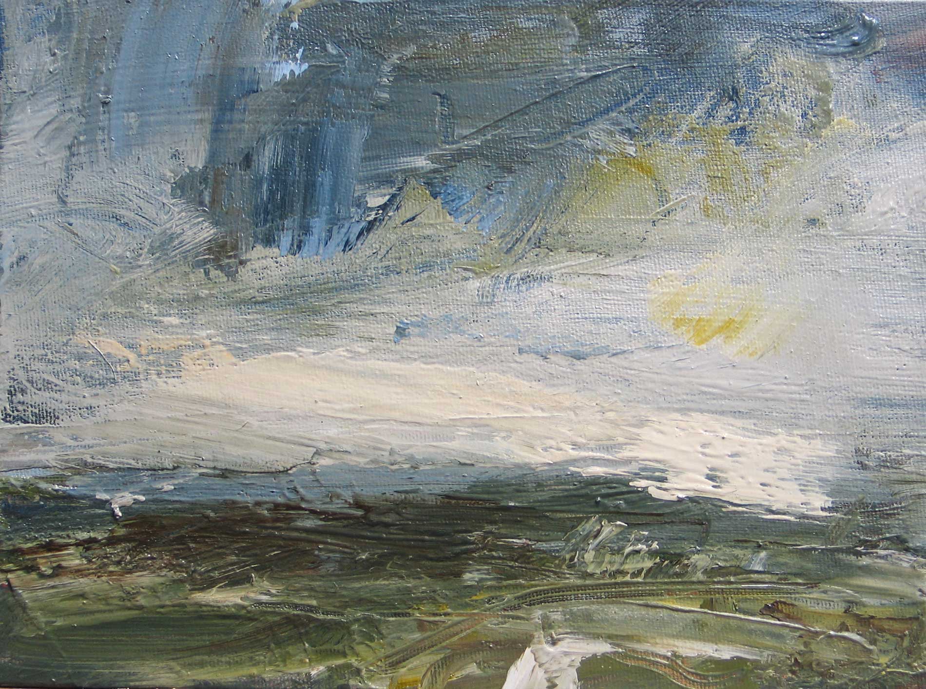 Walking Towards the Horizon, Dartmoor. Dartmoor Devon Paintings by Louise Balaam. Oil on board.