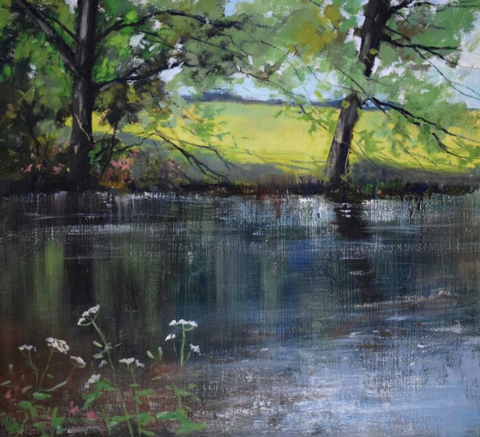 Along the River Bank.   Paintings by Caroline McMillan Davey. Oil on board.