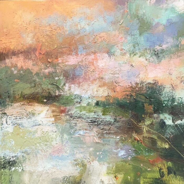 Water Meadows. Landscape  Paintings by Andy Waite. Oil on board.