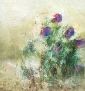 Thistles in the Dunes.   Paintings by Wendy McBride. Pastel.
