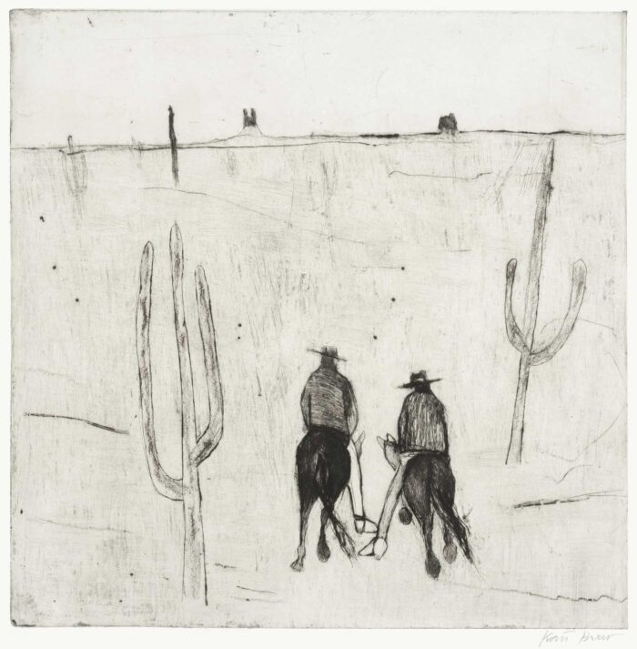 Yellow Sky. Landscape Figurative Prints by Kate Boxer. Drypoint. Yellow Sky. Landscape Figurative Prints by Kate Boxer. Drypoint.