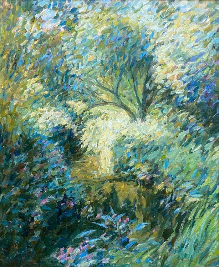 Woodland Chalkstream.   Paintings by Michael Bowman. Oil on canvas.