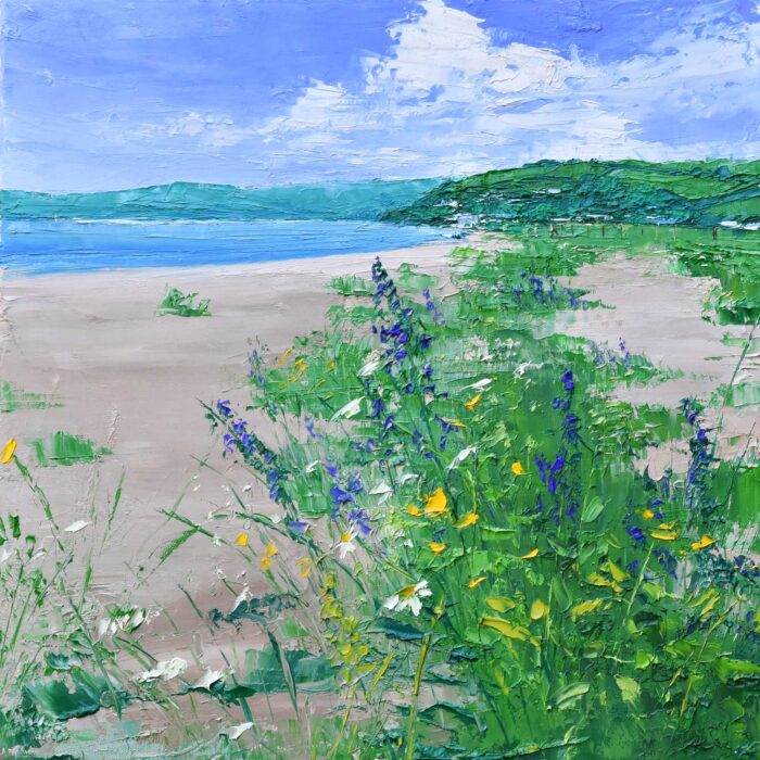 Wild Flowers, Slapton Sands.   Paintings by Colin Carruthers. Oil on canvas.