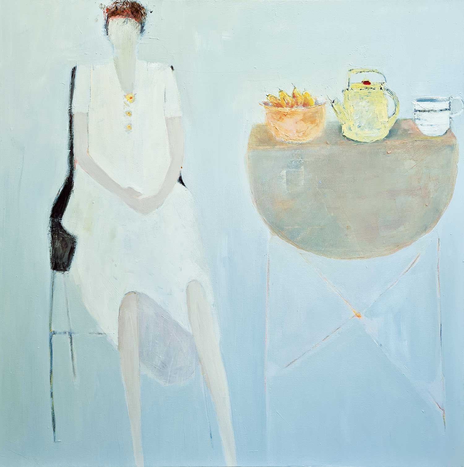 Watching & Waiting II. Still Life Interiors Paintings by Marilyn Browning. Oil on canvas.
